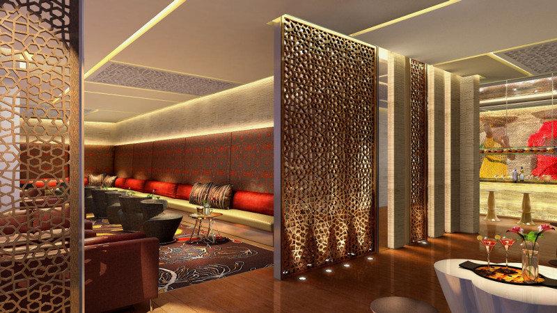 The Leela Ambience Convention Hotel Delhi Új-Delhi Étterem fotó Interior of the hotel