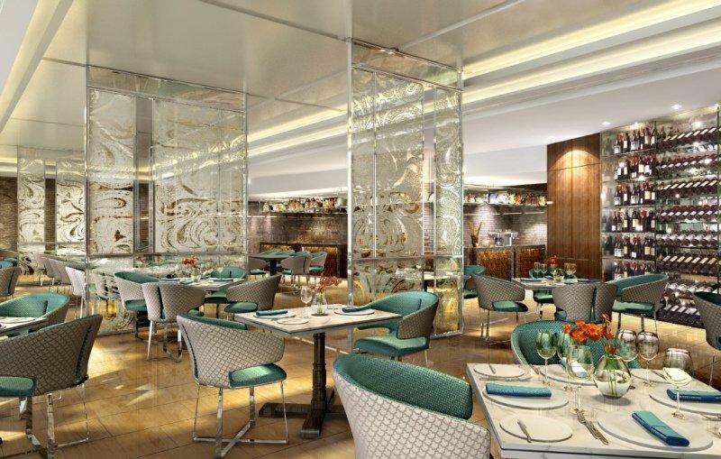 The Leela Ambience Convention Hotel Delhi Új-Delhi Étterem fotó The interior of the restaurant